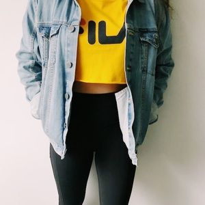 Yellow Fila cropped long sleeve